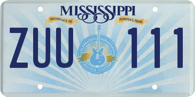 MS license plate ZUU111