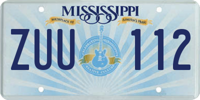 MS license plate ZUU112