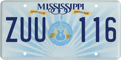 MS license plate ZUU116
