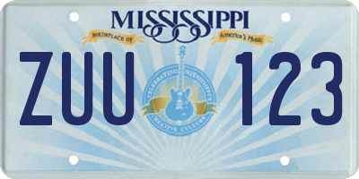 MS license plate ZUU123