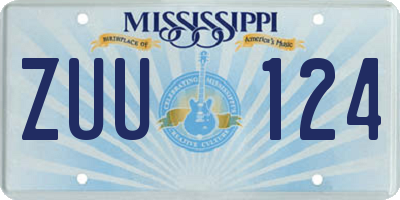 MS license plate ZUU124