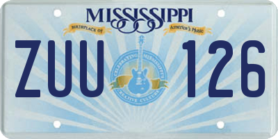 MS license plate ZUU126