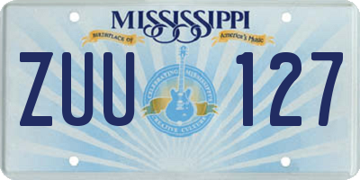 MS license plate ZUU127