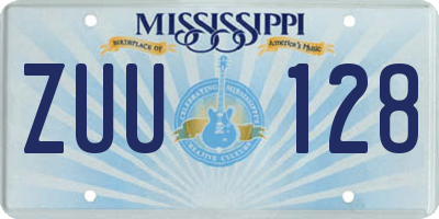 MS license plate ZUU128