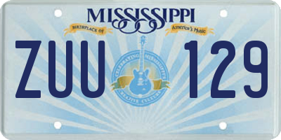 MS license plate ZUU129