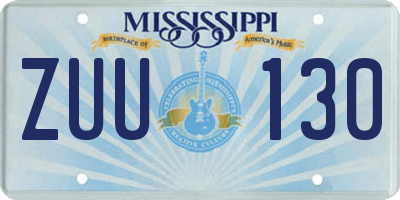 MS license plate ZUU130