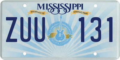 MS license plate ZUU131