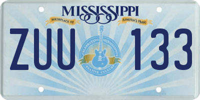 MS license plate ZUU133