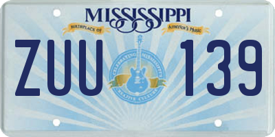 MS license plate ZUU139