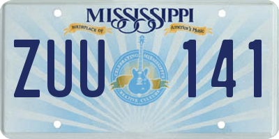 MS license plate ZUU141