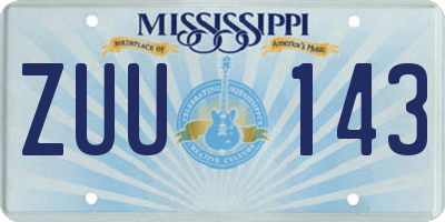 MS license plate ZUU143