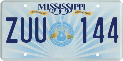 MS license plate ZUU144
