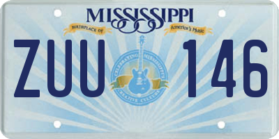MS license plate ZUU146