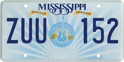 MS license plate ZUU152