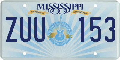 MS license plate ZUU153
