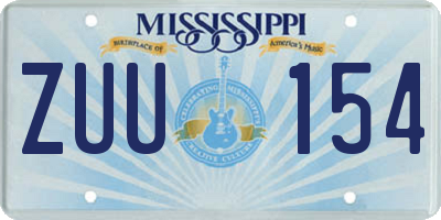 MS license plate ZUU154