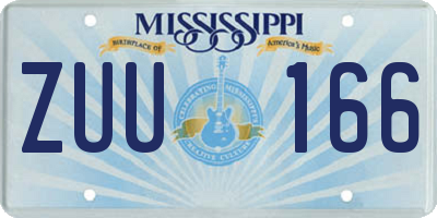 MS license plate ZUU166