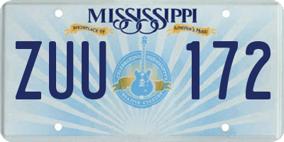 MS license plate ZUU172