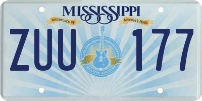MS license plate ZUU177