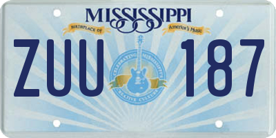 MS license plate ZUU187