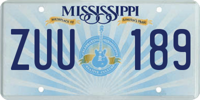 MS license plate ZUU189