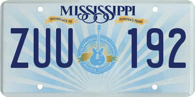 MS license plate ZUU192