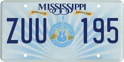 MS license plate ZUU195