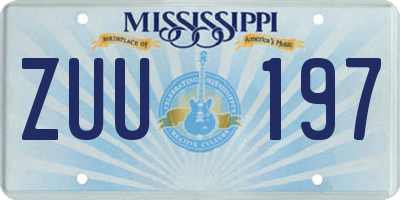 MS license plate ZUU197