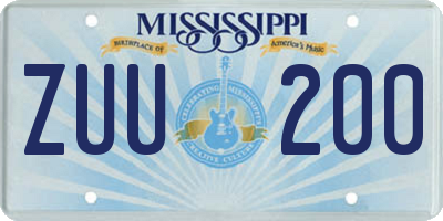 MS license plate ZUU200