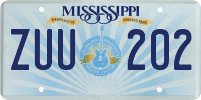 MS license plate ZUU202