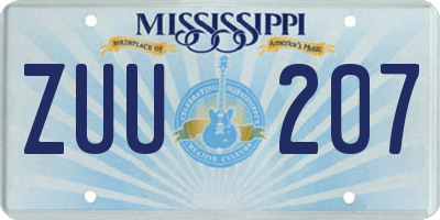 MS license plate ZUU207