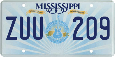 MS license plate ZUU209
