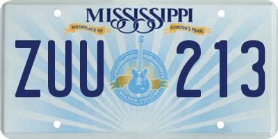 MS license plate ZUU213