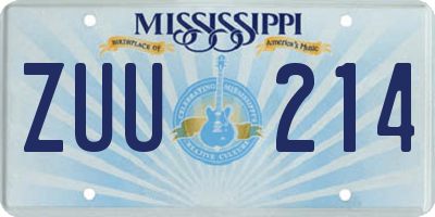 MS license plate ZUU214