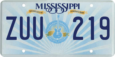 MS license plate ZUU219