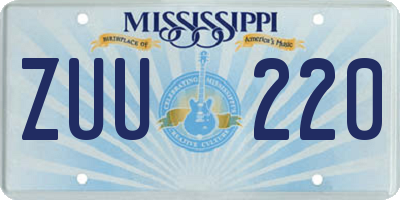 MS license plate ZUU220