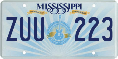 MS license plate ZUU223