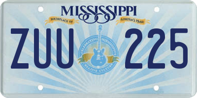 MS license plate ZUU225