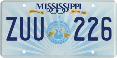 MS license plate ZUU226