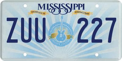 MS license plate ZUU227