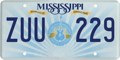 MS license plate ZUU229