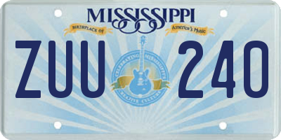 MS license plate ZUU240