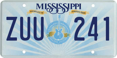 MS license plate ZUU241
