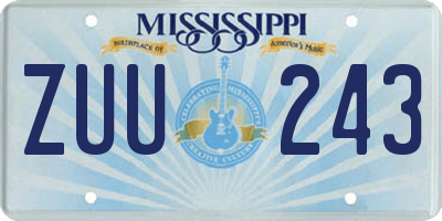 MS license plate ZUU243