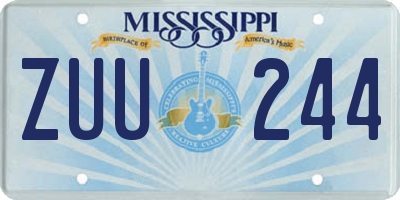 MS license plate ZUU244