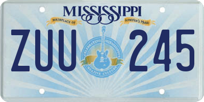 MS license plate ZUU245