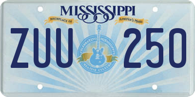 MS license plate ZUU250