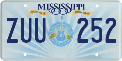 MS license plate ZUU252
