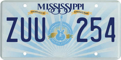 MS license plate ZUU254
