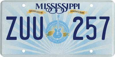 MS license plate ZUU257